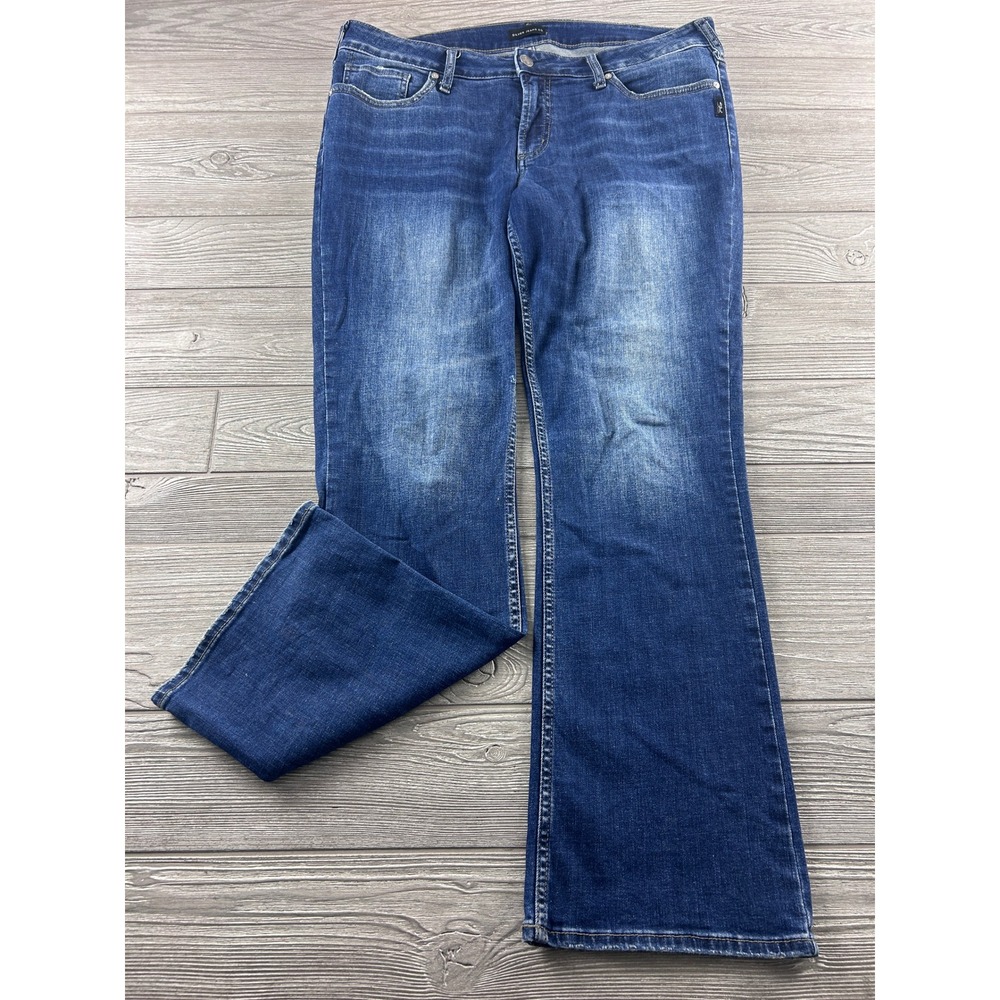 Silver Jeans Co Suki Slim Boot Blue Denim Jeans W93616SDK424 Size 16W L31